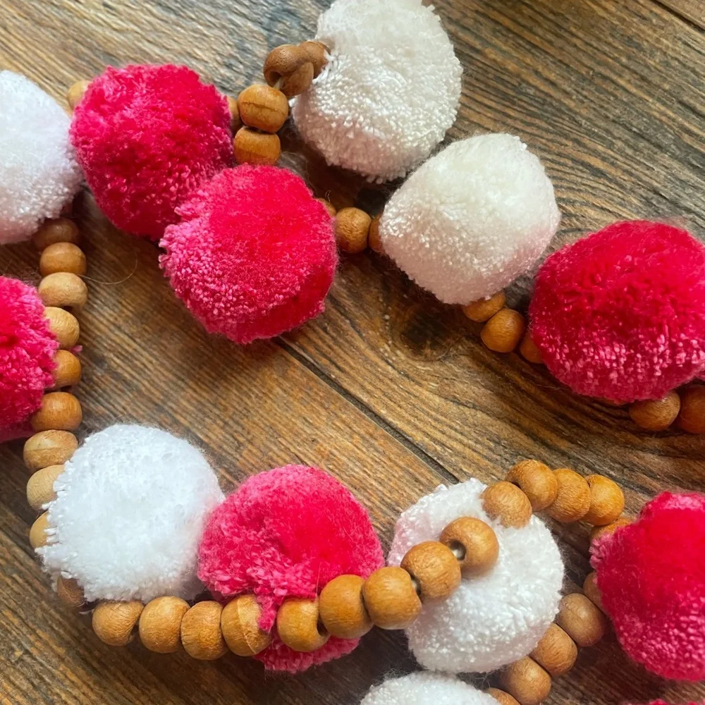Pink & White Anthropologie Pom Pom Garland